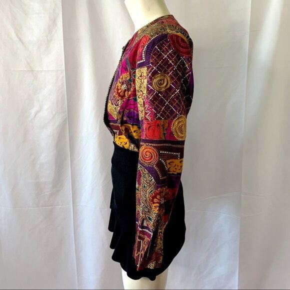JOLIBEL PSYCHEDELIC BUTTON  DOWN SHIRT MULTICOLOUR TOP MULTICOLOUR BLOUSE MEDIUM - Picture 13 of 16